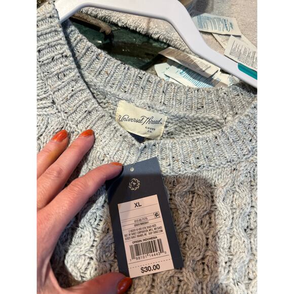 Universal Thread Cable Sweater Women’s XL Gray Heathered Wool Blend Cozy Warm - Picture 5 of 10